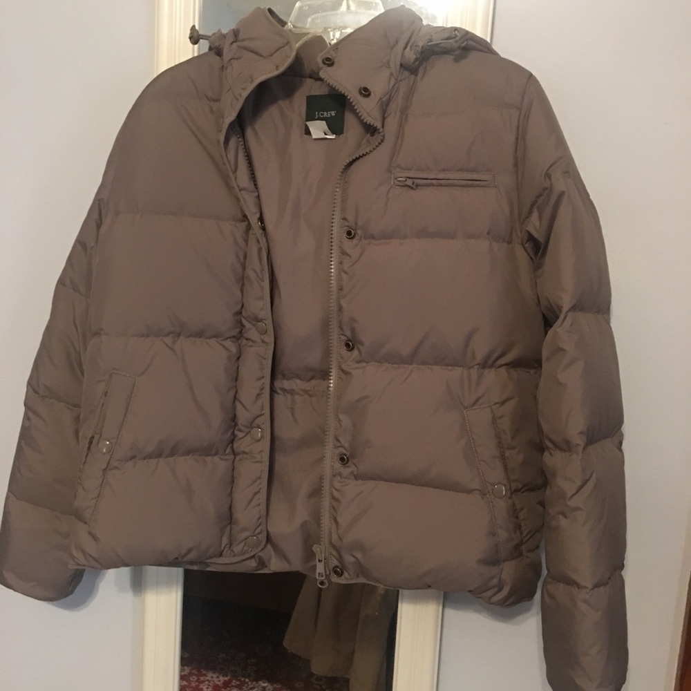 Jcrew taupe down puff jacket size small